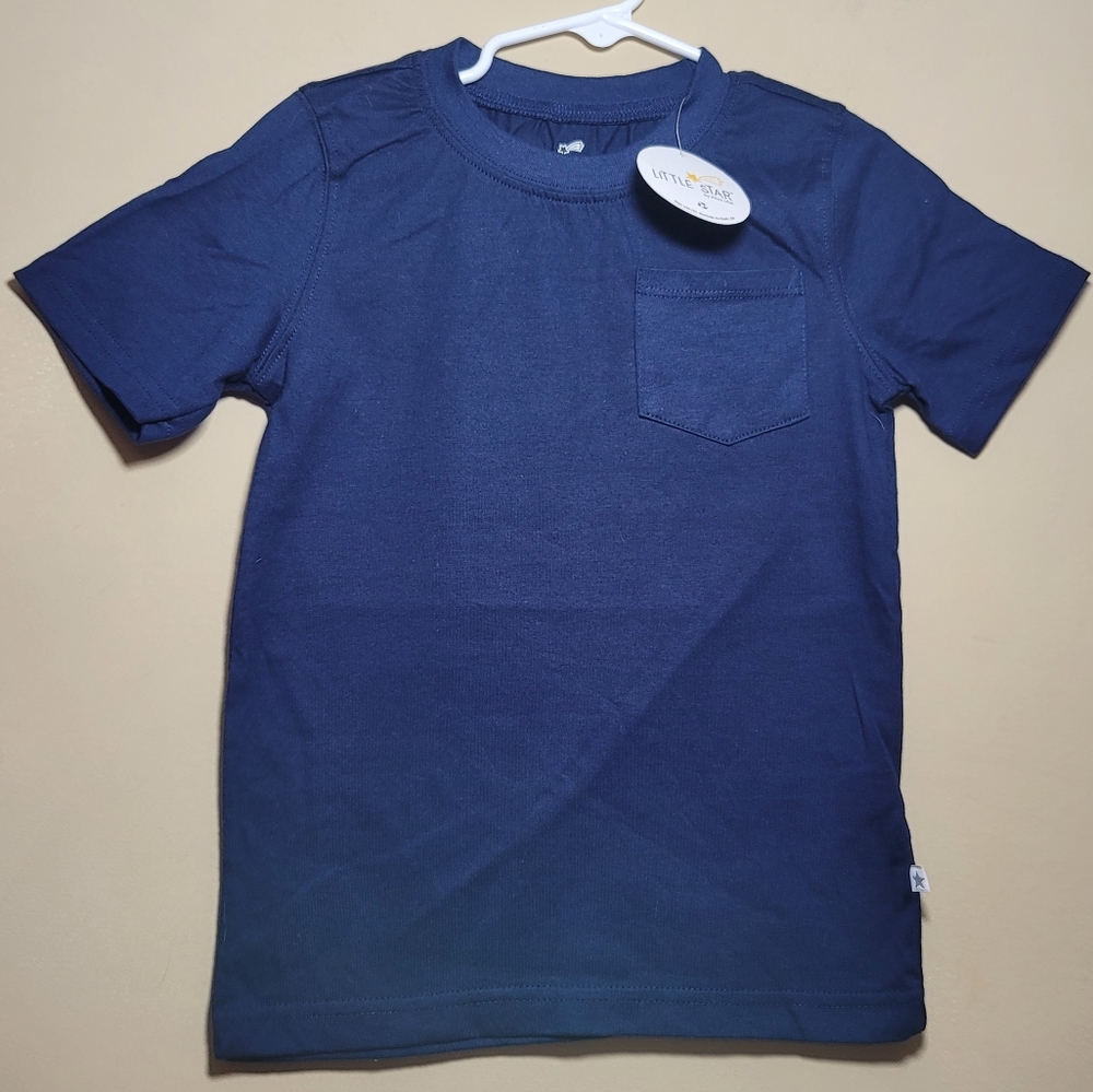 Navy Blue Short Sleeve Tee with White Collar